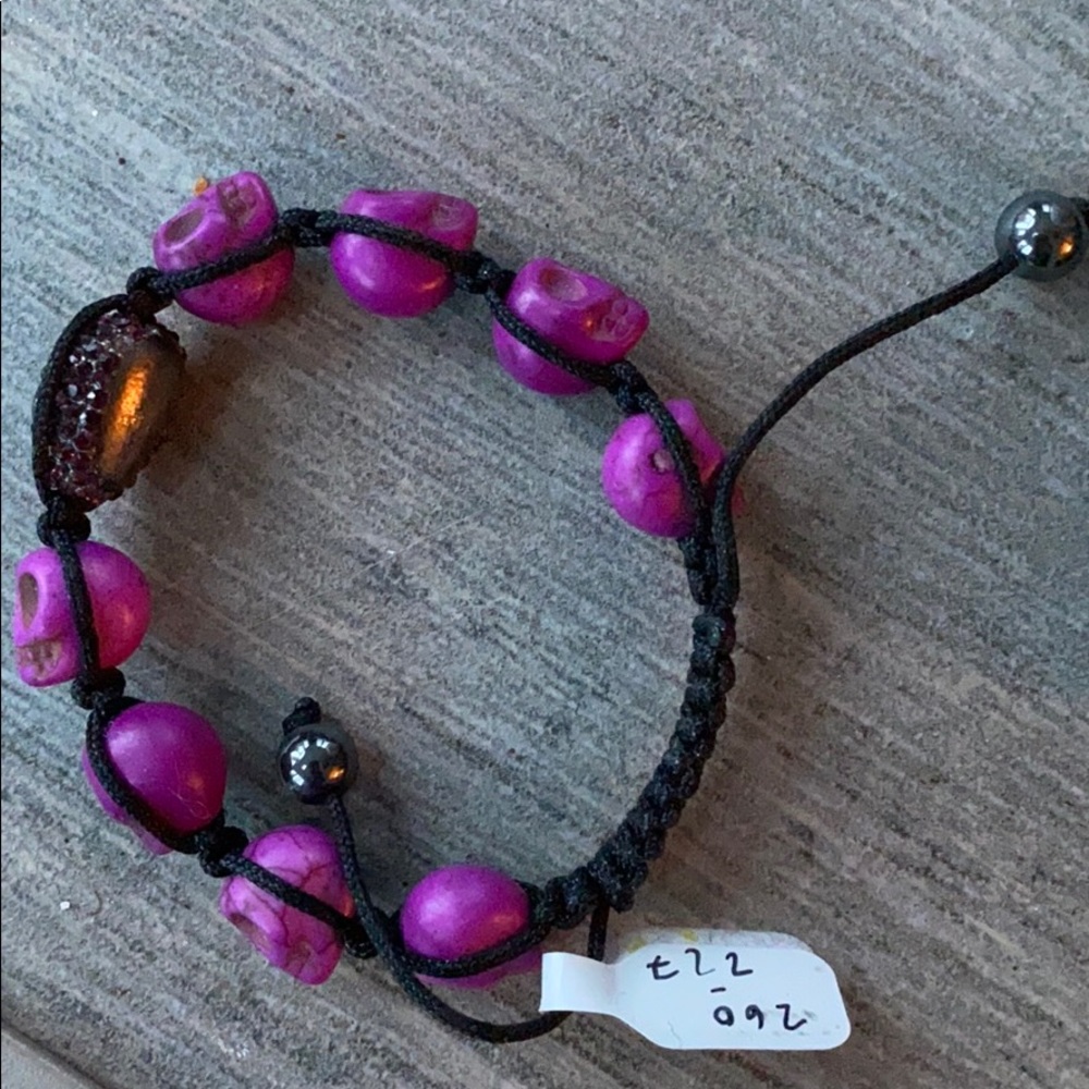 Bakelite skull bead adjustable bracelets